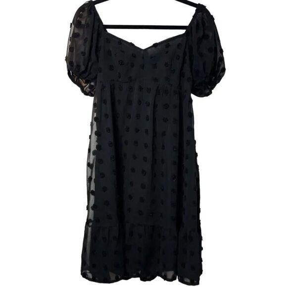 Belongsci Dotted Sweetheart Neckline Mini Dress Black Size Small - Picture 3 of 7